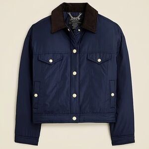 J. Crew Trucker Barn Puffer Jacket in Navy Blue Size M